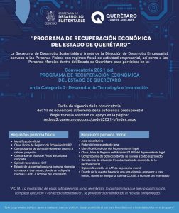 Se abre convocatoria de apoyo en Tecnología e Innovación para Recuperación Económica en Querétaro