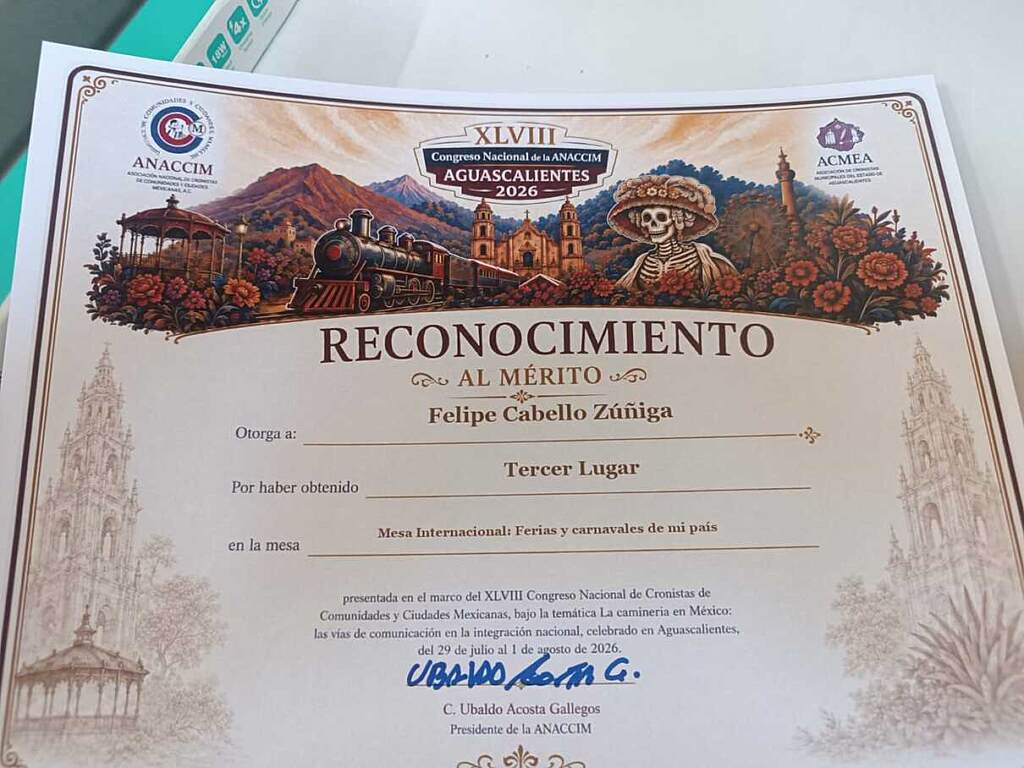 Reconocimiento de 3er Lugar en la Mesa Internacional : Ferias y Carnavales de mi país. 